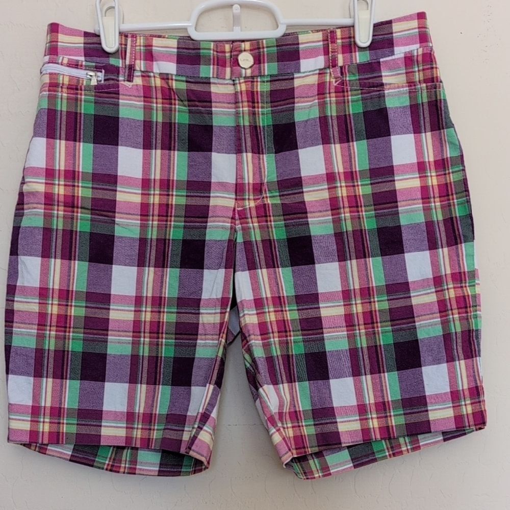 Ralph Lauren Plaid Bermuda Shorts Purple, Green, Pink Active Cotton - Size 6